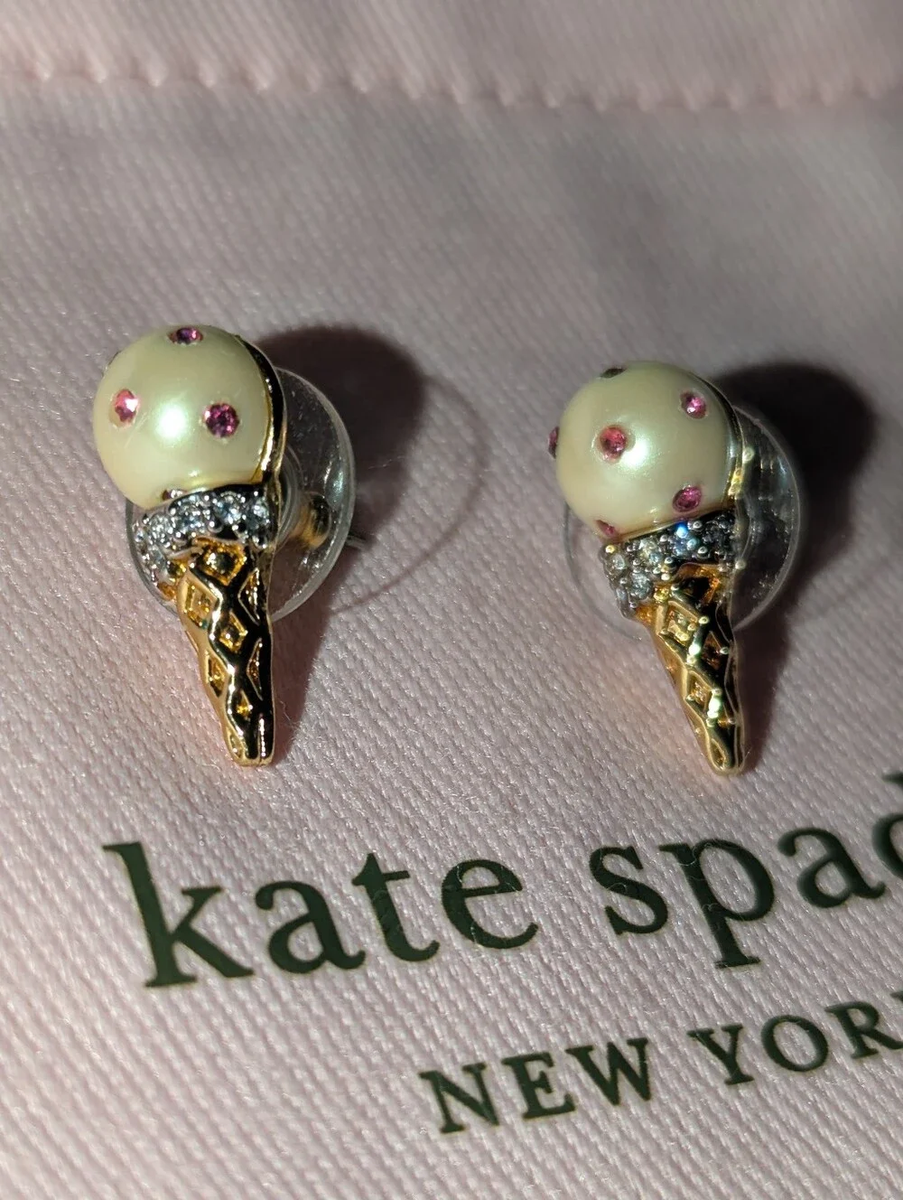 Kate Spade Carnival Nights Ice Cream Cone Stud Earrings - EUC in dust bag